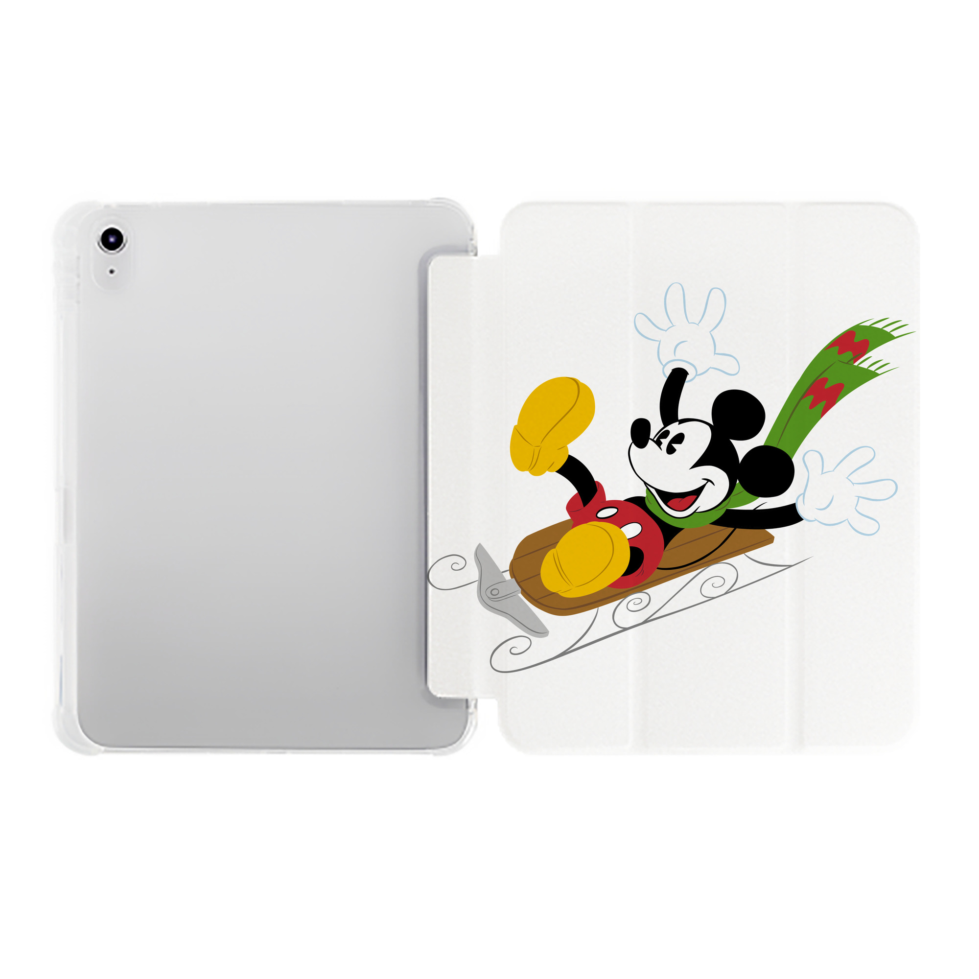 （画像用） ミッキーマウス Mickey Mouse IPad ケース ペン収納付き 三つ折りスタンド PUレザー×シリコン 対応機種9.5/10.5/10.9インチ